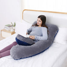 Load image into Gallery viewer, AWESLING U Shaped Full Body Pregnancy Pillow with Velvet Cover (Blue Grey)