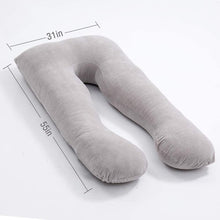 Load image into Gallery viewer, U Shaped Full Body Pregnancy Pillow with Velour Cover (Grey) - Awesling
