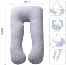 Load image into Gallery viewer, U Shape Full Body Pregnancy Pillow with Jersey and Velvet Cover (Blue Grey) - Awesling