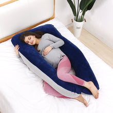 Load image into Gallery viewer, AWESLING U Shape Full Body Pregnancy Pillow with Jersey and Velvet Cover (Blue Grey)