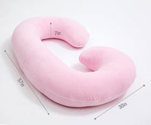 Load image into Gallery viewer, C Shaped Full Body Pregnancy Pillow with Velour Cover (Pink) - Awesling