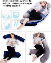 Load image into Gallery viewer, 60 Inch Detachable Pregnancy Body Pillow with Velvet Cover (Grey Blue) - Awesling