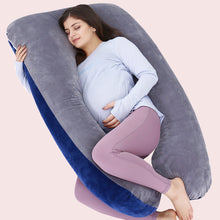 Load image into Gallery viewer, AWESLING U Shaped Full Body Pregnancy Pillow with Velvet Cover (Blue Grey)