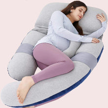 Load image into Gallery viewer, 60 Inch Detachable Pregnancy Body Pillow with Jersey and Velvet Cover (Blue Grey) - Awesling