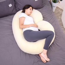 Load image into Gallery viewer, C Shaped Full Body Pregnancy Pillow with Velour Cover (Yellow) - Awesling