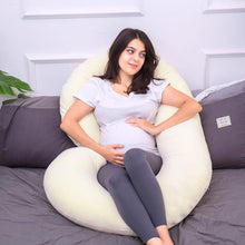 Load image into Gallery viewer, C Shaped Full Body Pregnancy Pillow with Velour Cover (Yellow) - Awesling