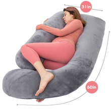 Load image into Gallery viewer, AWESLING 60INCH Extra Large U Shaped Sleeping Pillow with Removable Cover (Dark Grey)