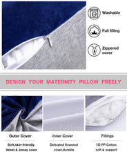 Load image into Gallery viewer, 60 Inch Detachable Pregnancy Body Pillow with Jersey and Velvet Cover (Blue Grey) - Awesling